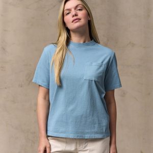 Women's Short Sleeve Pocket Tee - Light Blue
