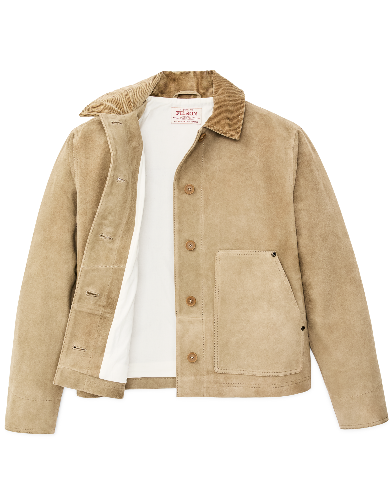 Women's Short Suede Barn Jacket - Light Gray - Image 8